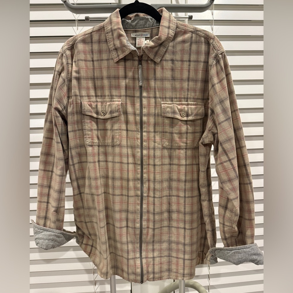 carbon2cobalt Men's Plaid Zip-Up Shirt/Jacket